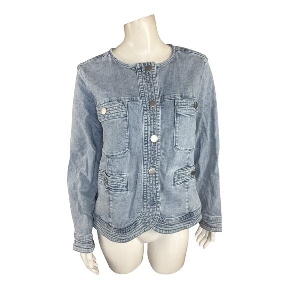 Studio Park X Amy Stran Denim Lady Jacket Light Wash X-Large Fall Button Front - Picture 1 of 14